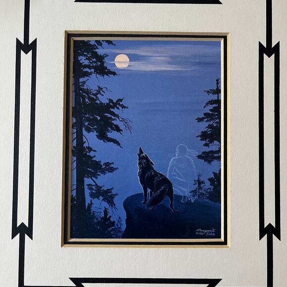 Song Of Wilderness Coyote Wolf Howl 1987 Matted Art Print Marguerite Fields TH2 - Picture 2 of 5